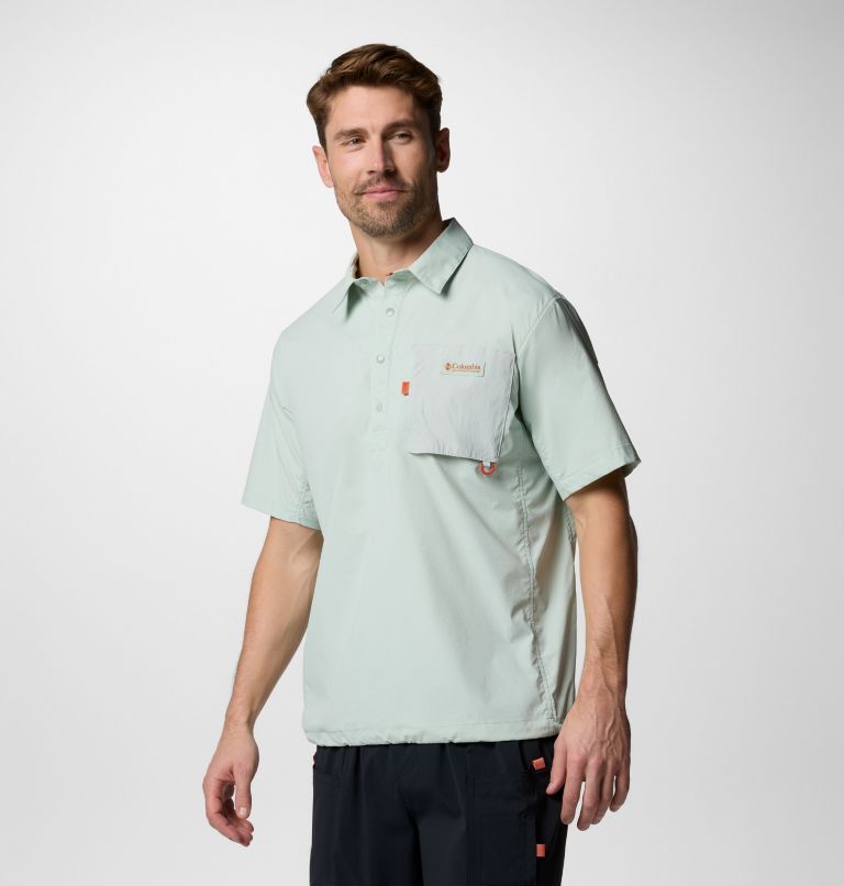 Cove Beach Kurzarm-Hemd aus Gewebe für Unisex, Color: Cool Green, image 5