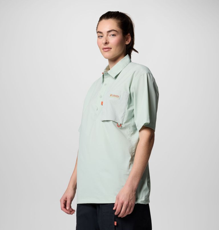 Cove Beach Kurzarm-Hemd aus Gewebe für Unisex, Color: Cool Green, image 6