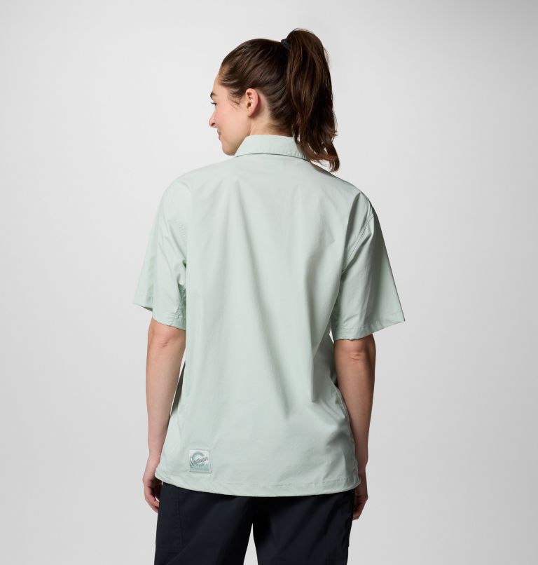 Cove Beach Kurzarm-Hemd aus Gewebe für Unisex, Color: Cool Green, image 10