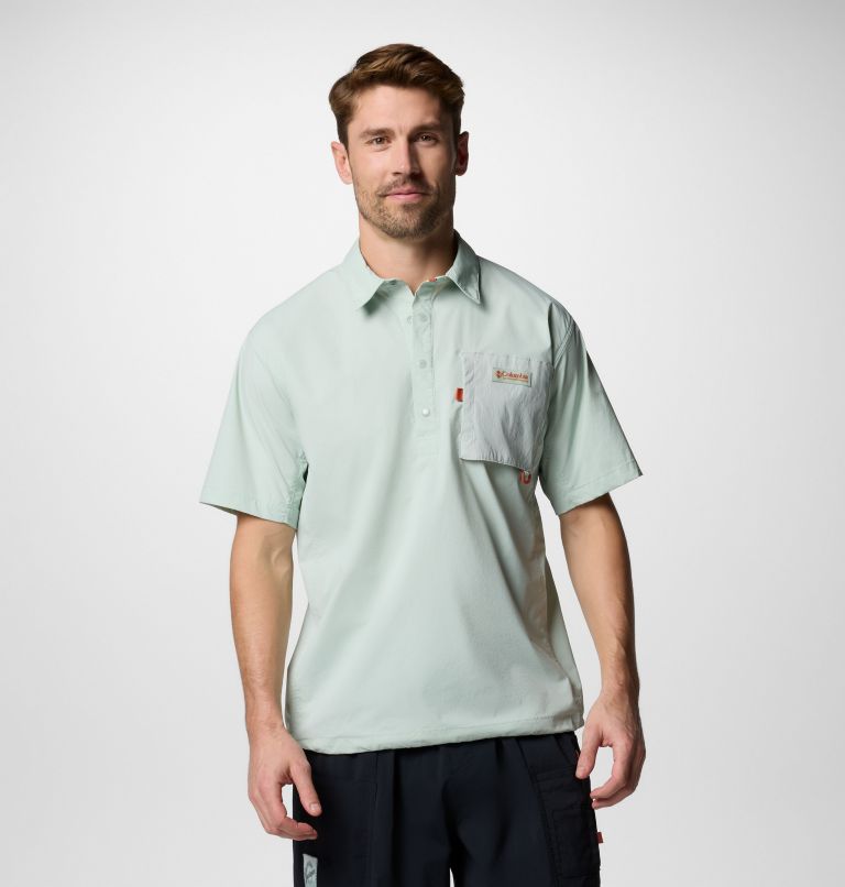 Cove Beach Kurzarm-Hemd aus Gewebe für Unisex, Color: Cool Green, image 1