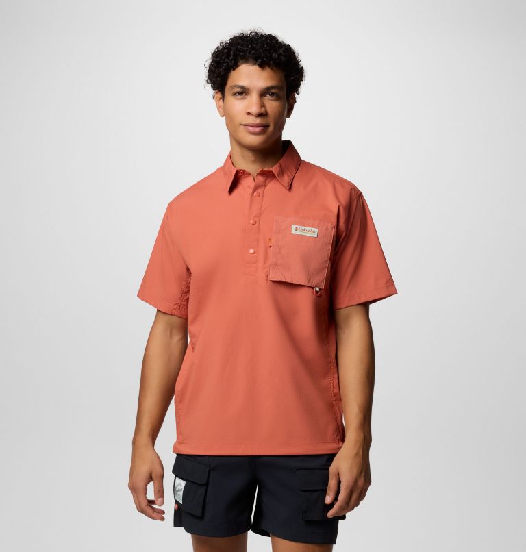 Cove Beach Kurzarm-Hemd aus Gewebe für Unisex, Color: Mars, image 1