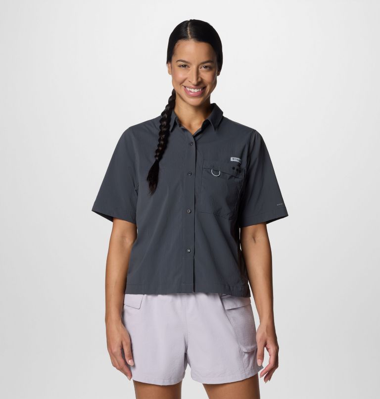 Women's PFG Wild Cast Short Sleeve Shirt, Color: Shark, image 1