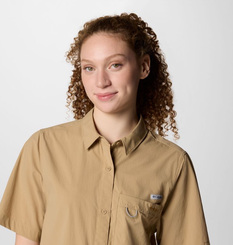 Women's PFG Wild Cast Short Sleeve Shirt, Color: Beach, image 4