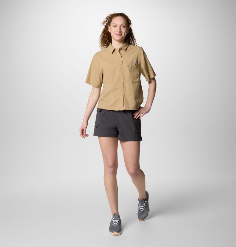 Women's PFG Wild Cast Short Sleeve Shirt, Color: Beach, image 7