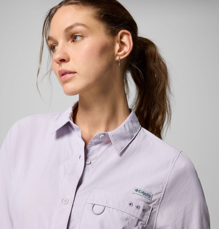 Women's PFG Wild Cast Short Sleeve Shirt, Color: Lavender Pearl, image 3