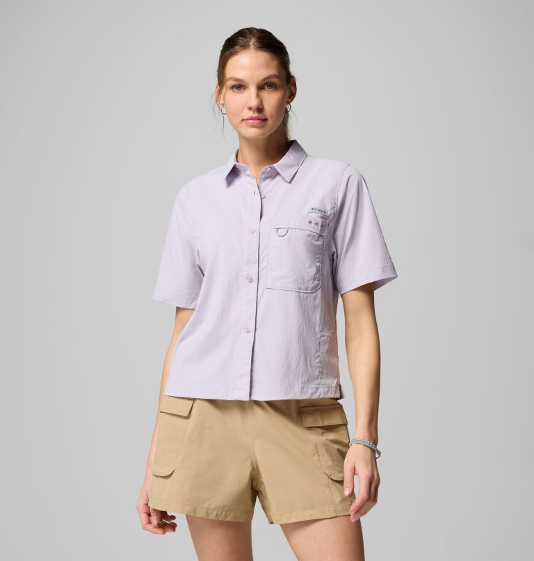 Women's PFG Wild Cast Short Sleeve Shirt, Color: Lavender Pearl, image 1