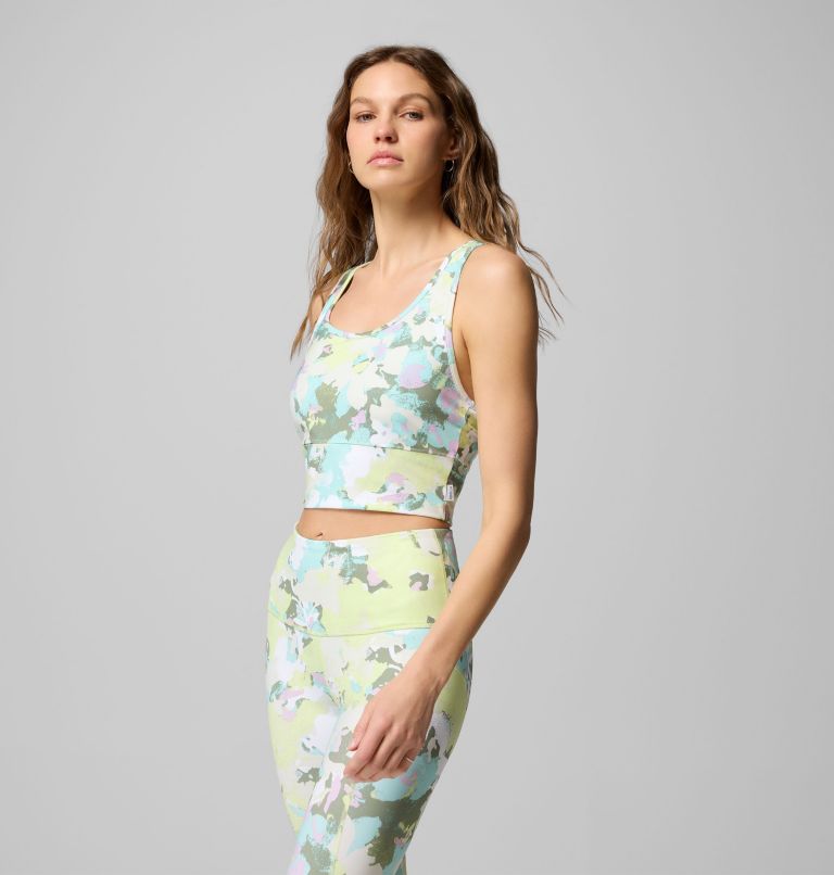 Women's PFG Open Water Cropped Tank, Color: Spring Yellow Wildblooms, image 3