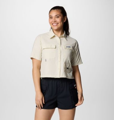 Women's PFG Open Water Short Sleeve Shirt, Color: Stone, image 1