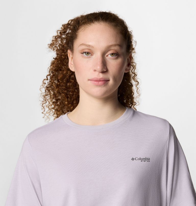 Camiseta técnica con estampado PFG Uncharted para mujer, Color: Lavender Pearl, PFG W Branded Delta, image 4