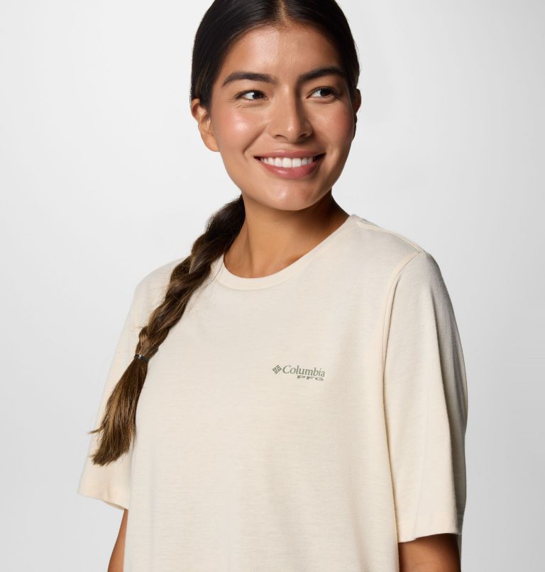 Women's PFG Uncharted Graphic T-Shirt, Color: Lemon Wash, PFG W Storm Bird, image 4