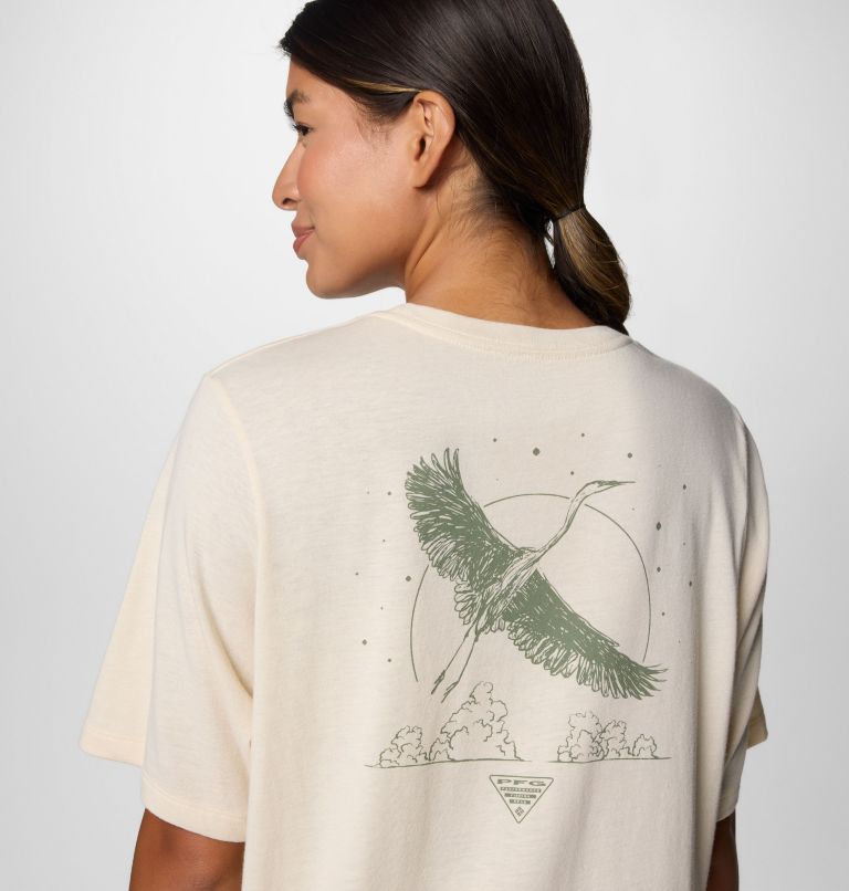 Women's PFG Uncharted Graphic T-Shirt, Color: Lemon Wash, PFG W Storm Bird, image 5