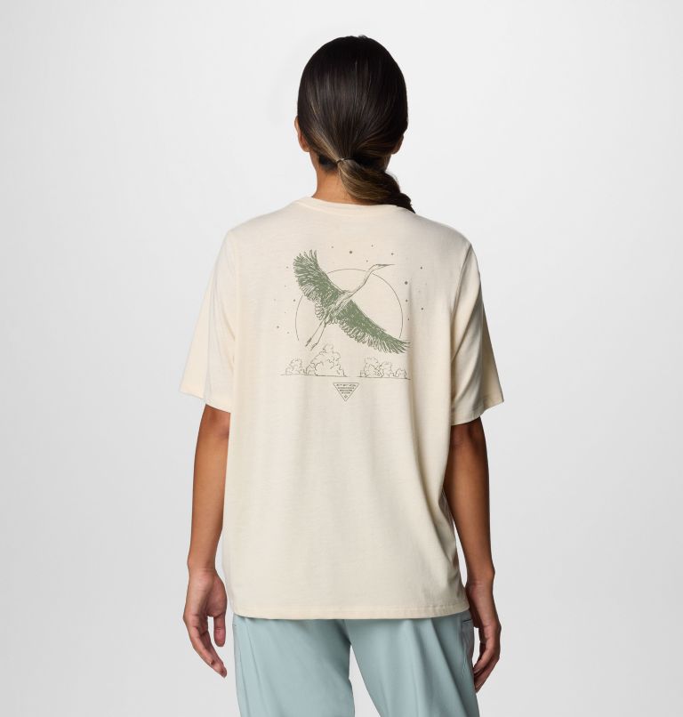 Women's PFG Uncharted Graphic T-Shirt, Color: Lemon Wash, PFG W Storm Bird, image 1