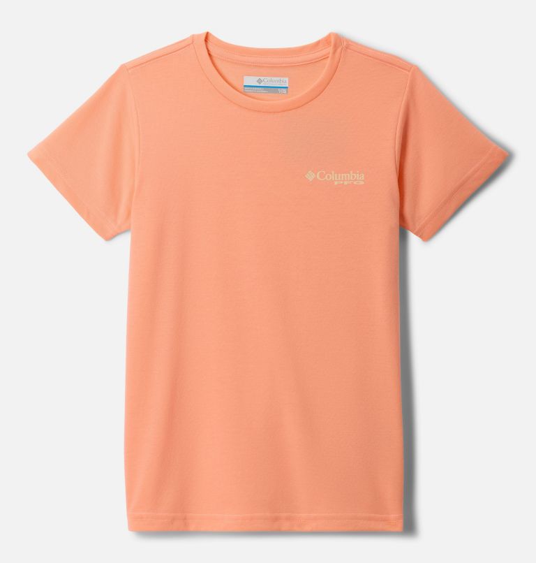 Girls' PFG Short Sleeve Graphic T-Shirt, Color: Tiki Pink, PFG Fish Flag, image 2