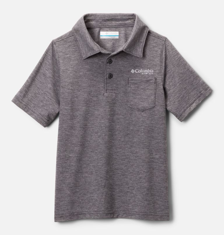 Boys' PFG Uncharted Polo Shirt, Color: Shark Heather, image 1