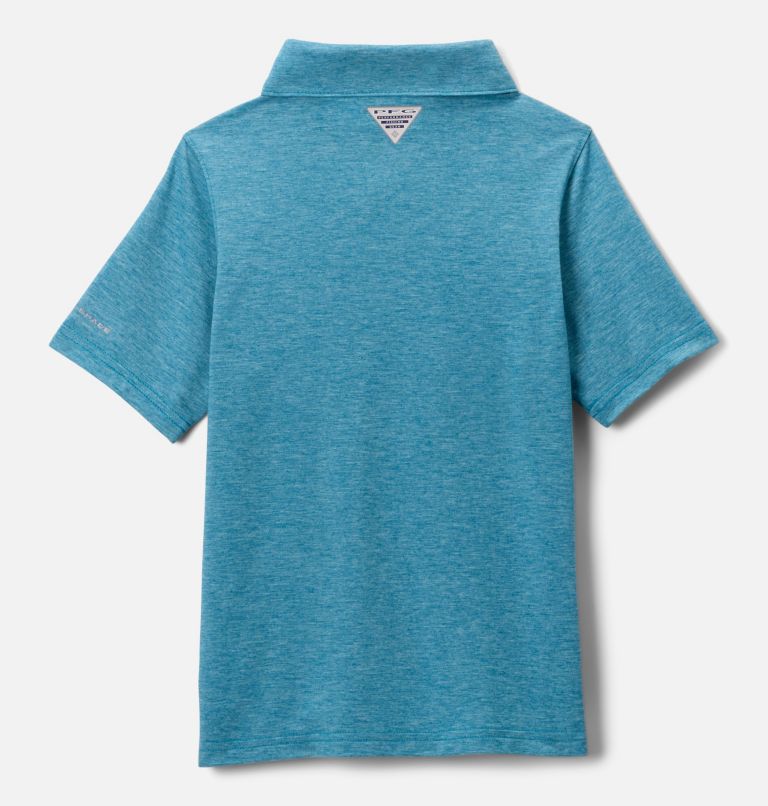 Boys' PFG Uncharted Polo Shirt, Color: Blue Echo Heather, image 2
