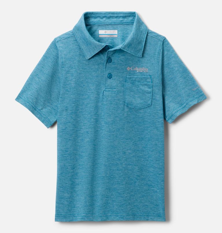 Boys' PFG Uncharted Polo Shirt, Color: Blue Echo Heather, image 1