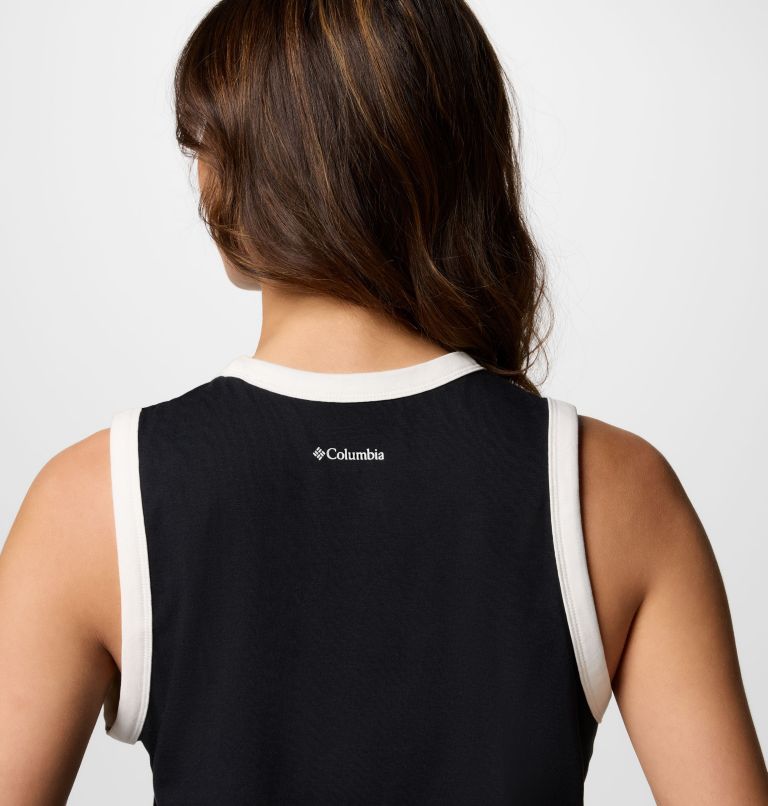 Women's Rolling Bend Graphic Ringer Tank, Color: Black, Treehugger, image 5
