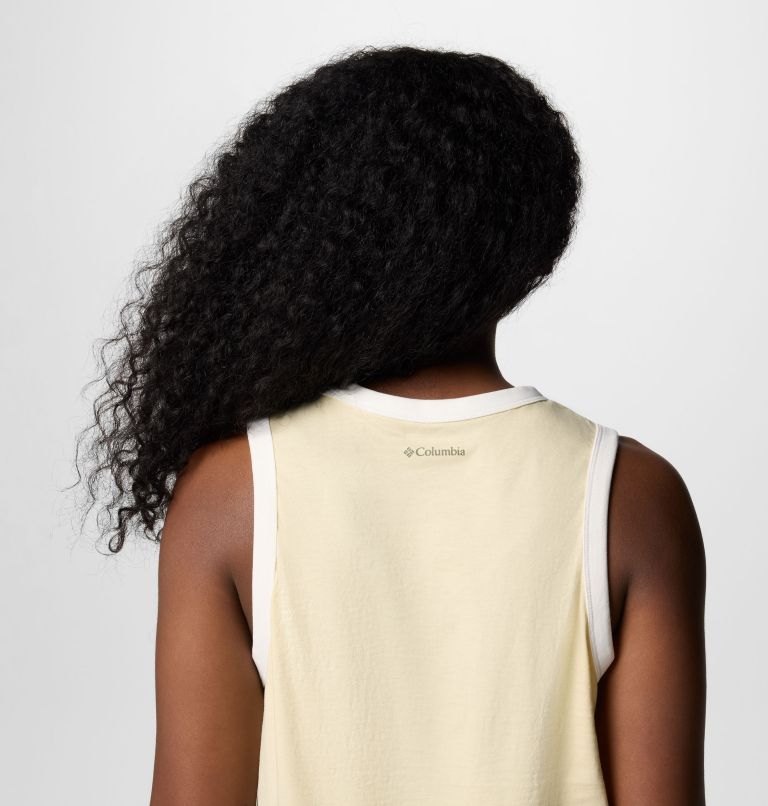 Women's Rolling Bend Graphic Ringer Tank, Color: Lemon Wash, Treehugger, image 5