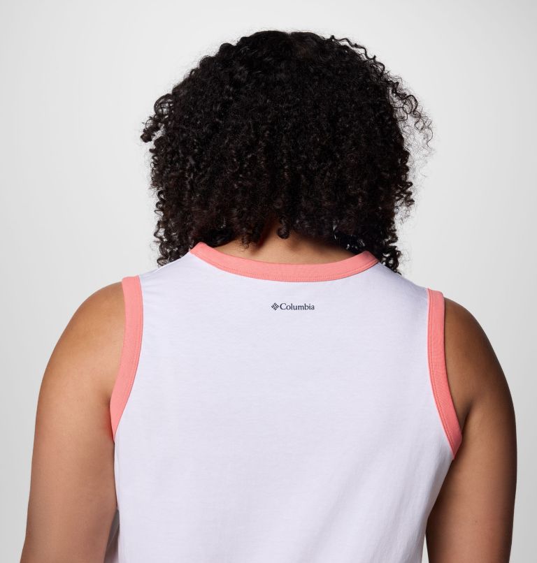 Women's Rolling Bend Graphic Ringer Tank - Plus Size, Color: White, Elevated Script, image 5