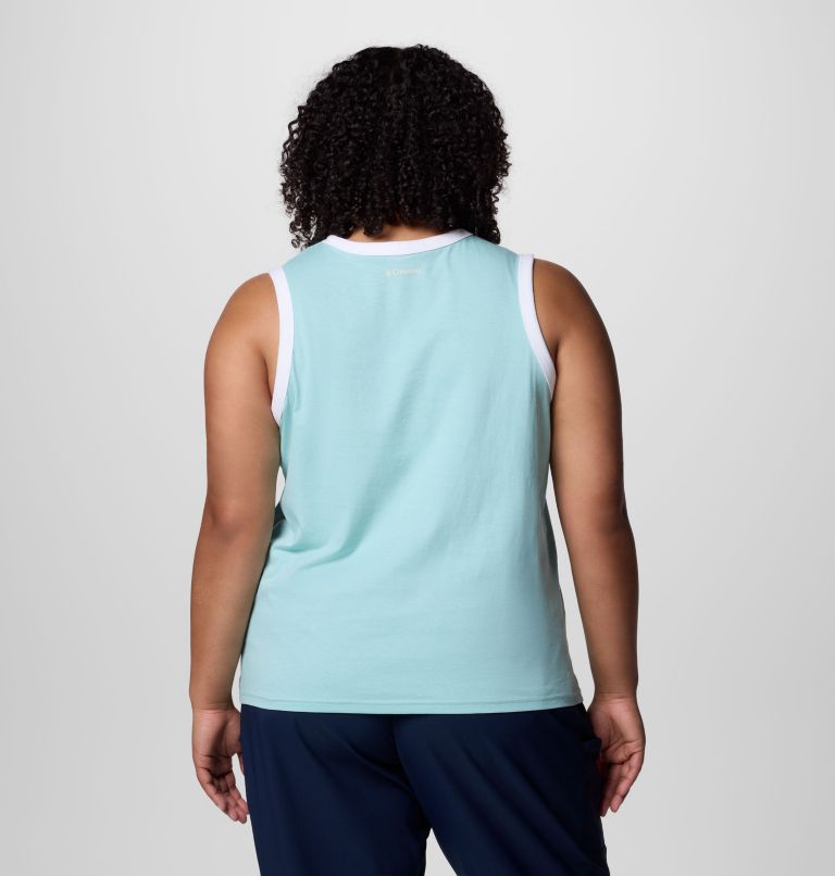 Women's Rolling Bend Graphic Ringer Tank - Plus Size, Color: Spray, Elevated Script, image 2