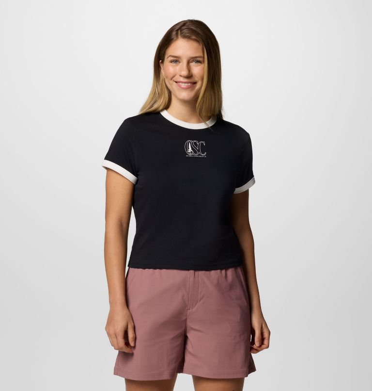 Camiseta con cuello redondo y estampado Rolling Bend para mujer, Color: Black, Treehugger, image 1