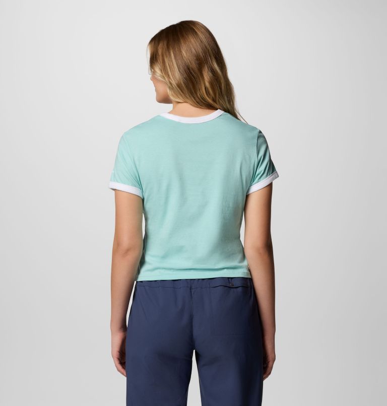Camiseta con cuello redondo y estampado Rolling Bend para mujer, Color: Spray, Elevated Script, image 2
