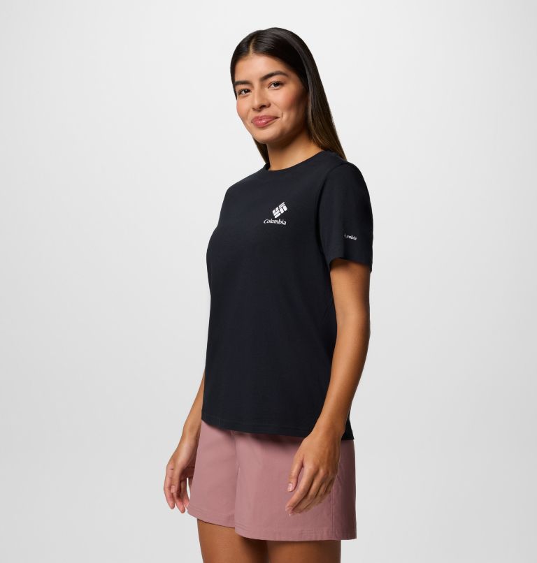 Women's Rolling Bend Graphic T-Shirt, Color: Black, Stacked Gem, image 3