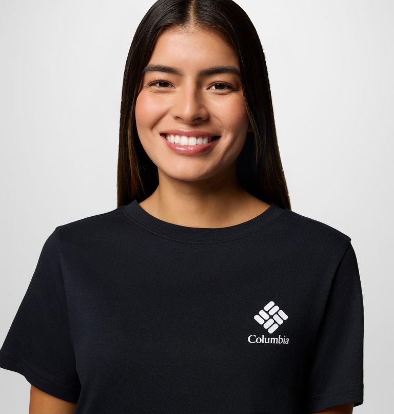 Women's Rolling Bend Graphic T-Shirt, Color: Black, Stacked Gem, image 4