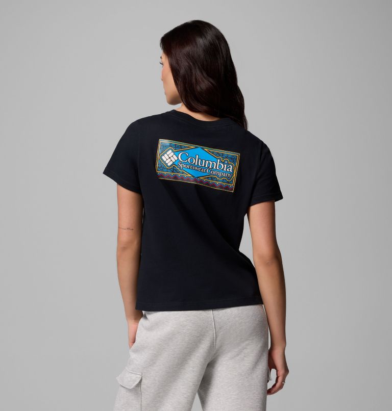Women's Rolling Bend Graphic T-Shirt, Color: Black, Framed Diamond, image 1