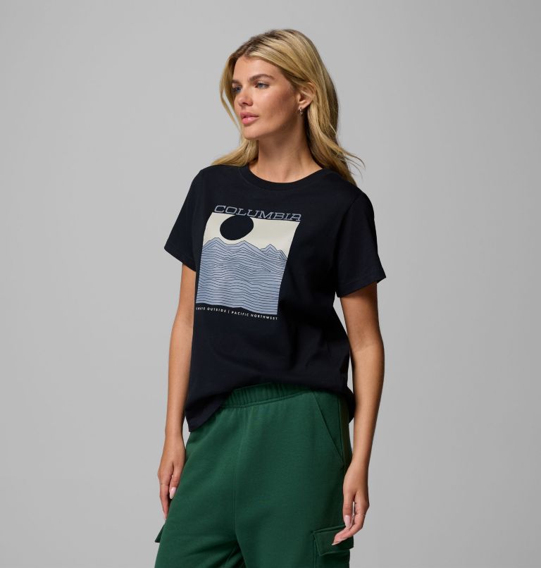 T-shirt Graphique Rolling Bend Femme, Color: Black, Framed Linescape, image 4