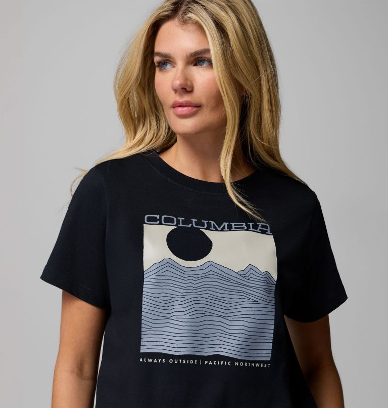 T-shirt Graphique Rolling Bend Femme, Color: Black, Framed Linescape, image 5