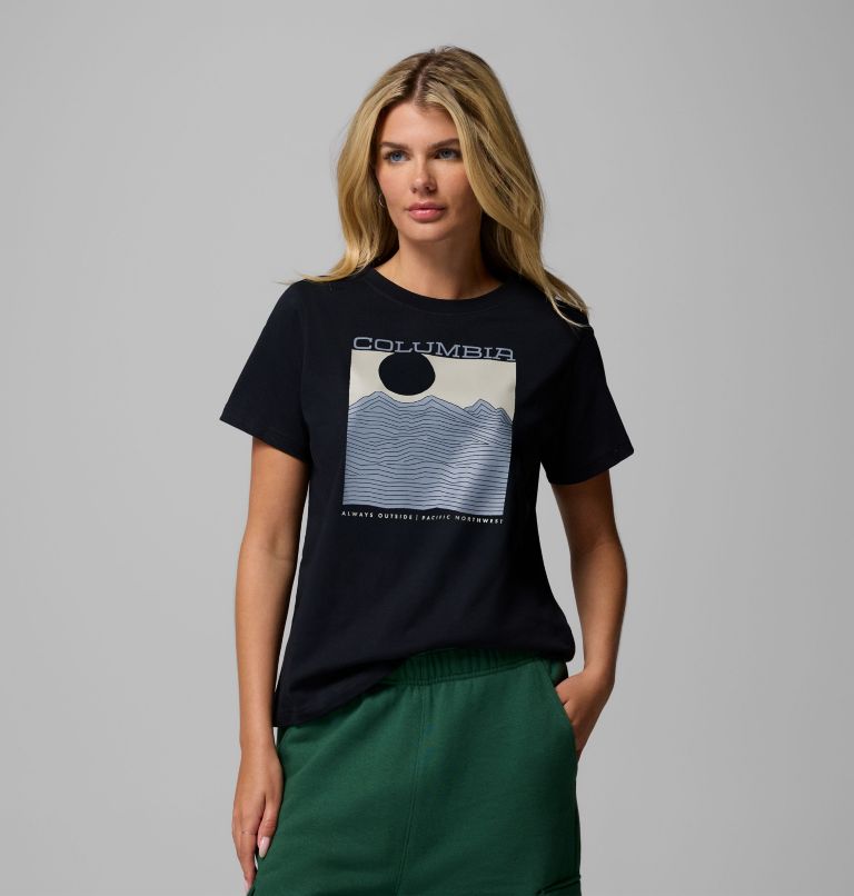 T-shirt Graphique Rolling Bend Femme, Color: Black, Framed Linescape, image 1
