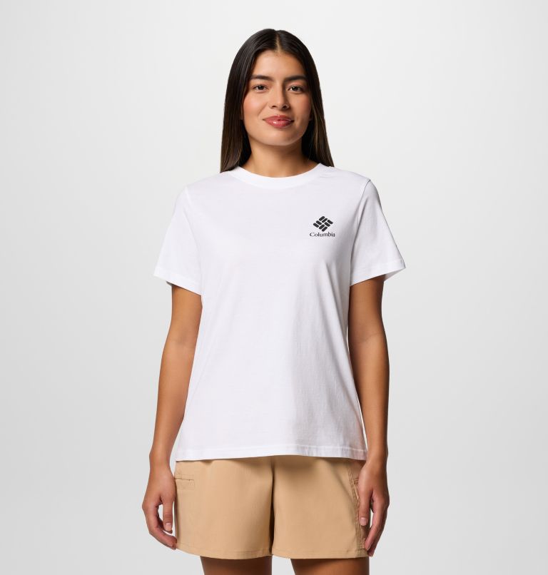 Women's Rolling Bend Graphic T-Shirt, Color: White, Stacked Gem, image 1