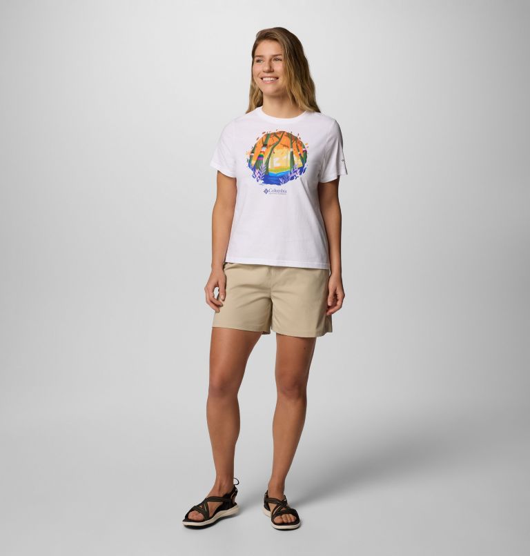 Women's Rolling Bend Graphic Short Sleeve Shirt, Color: White, S25 Pride, image 5