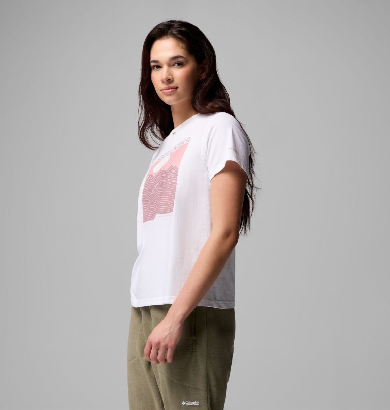 Women's Rolling Bend Graphic T-Shirt, Color: White, Framed Linescape, image 4
