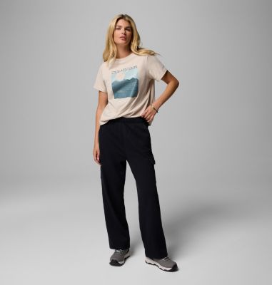 Women's Rolling Bend Graphic T-Shirt, Color: Dark Stone, Framed Linescape, image 2