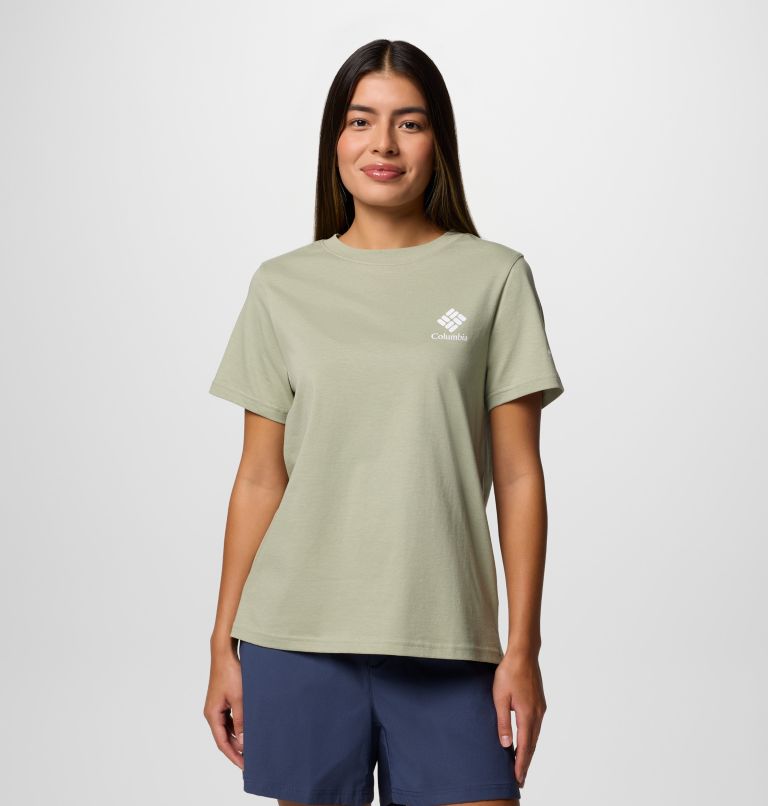 Women's Rolling Bend Graphic T-Shirt, Color: Safari, Stacked Gem, image 1