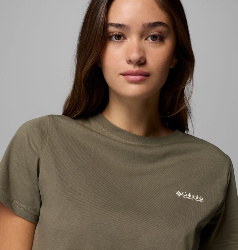 Women's Rolling Bend Graphic T-Shirt, Color: Stone Green, Framed Diamond, image 5