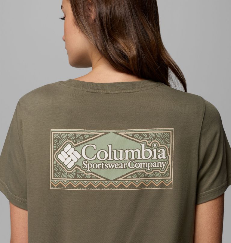 Women's Rolling Bend Graphic T-Shirt, Color: Stone Green, Framed Diamond, image 6