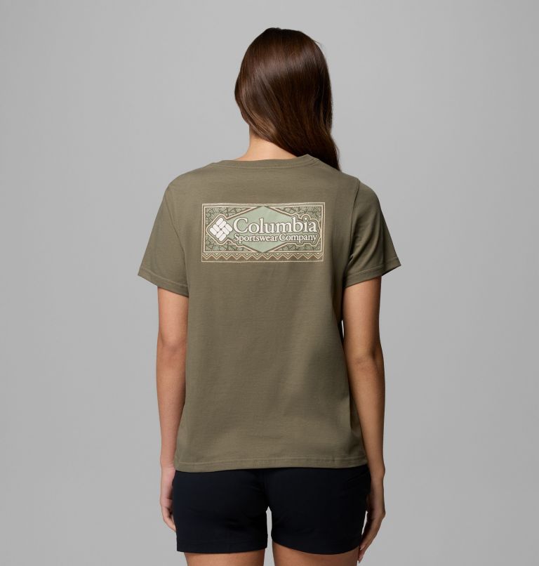 Women's Rolling Bend Graphic T-Shirt, Color: Stone Green, Framed Diamond, image 1