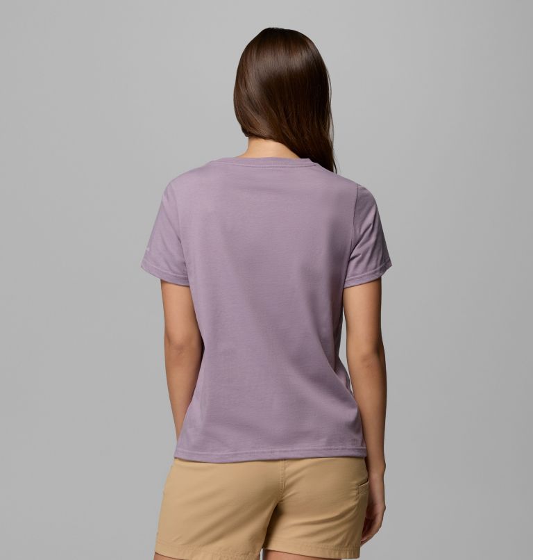 Women's Rolling Bend Graphic Short Sleeve Shirt, Color: Shale Purple, Framed Linescape, image 3