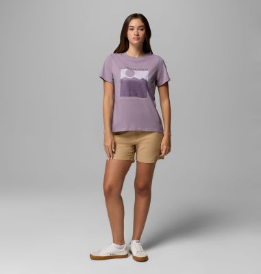 Women's Rolling Bend Graphic T-Shirt, Color: Shale Purple, Framed Linescape, image 12