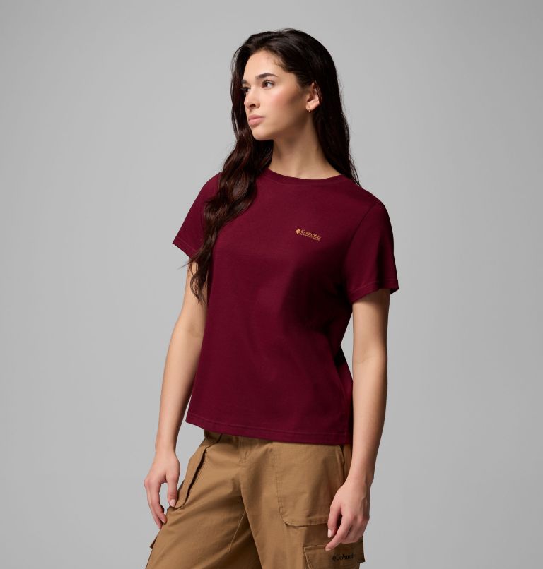 Women's Rolling Bend Graphic T-Shirt, Color: Rich Wine, Framed Diamond, image 4