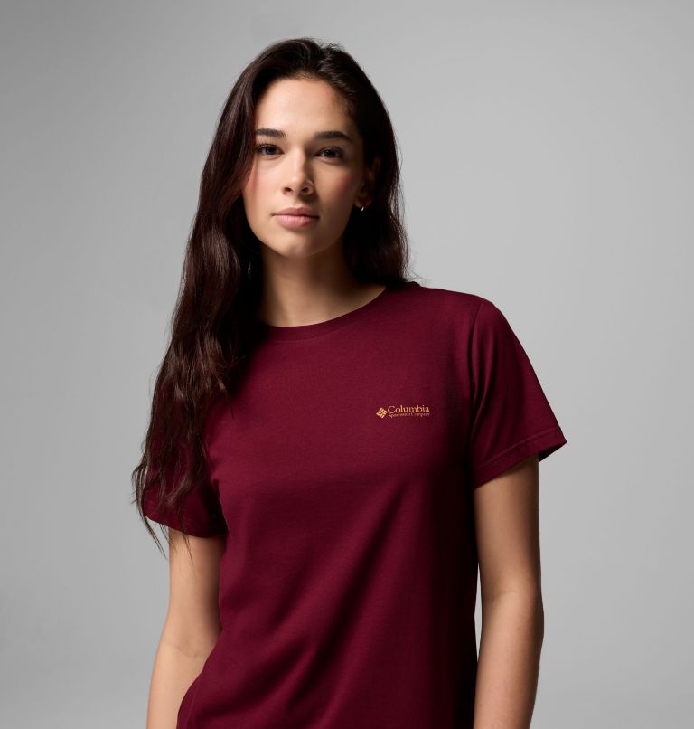 Women's Rolling Bend Graphic T-Shirt, Color: Rich Wine, Framed Diamond, image 5