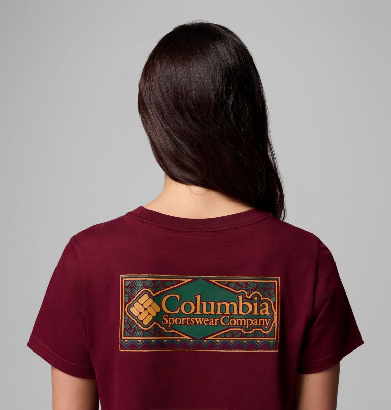 Women's Rolling Bend Graphic T-Shirt, Color: Rich Wine, Framed Diamond, image 6