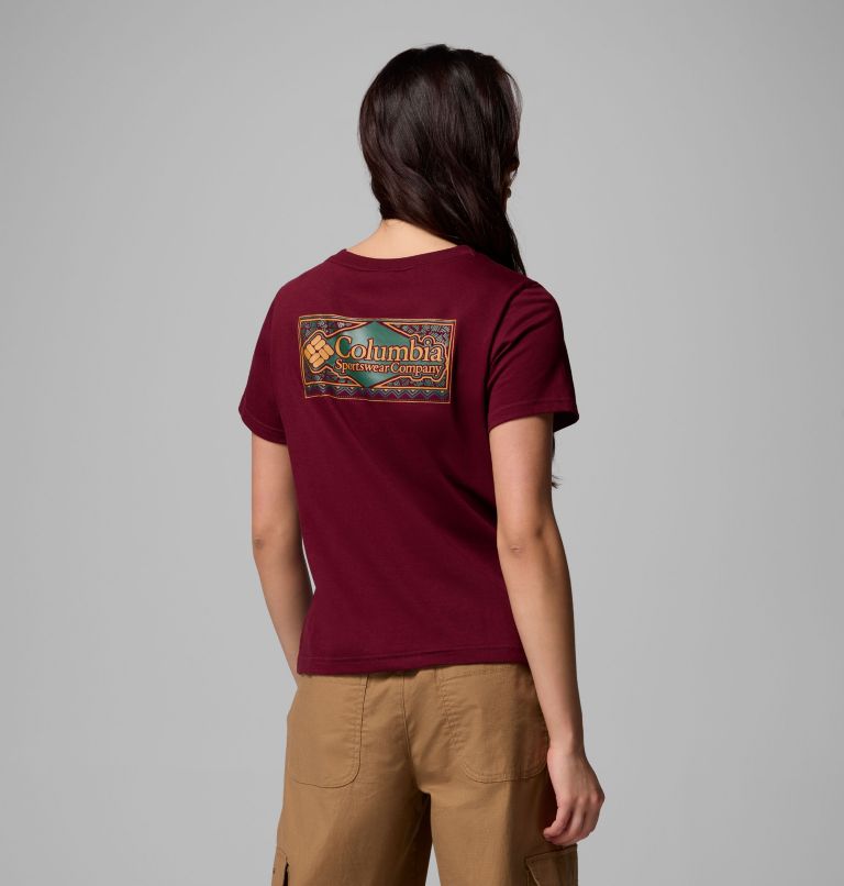 Women's Rolling Bend Graphic T-Shirt, Color: Rich Wine, Framed Diamond, image 1