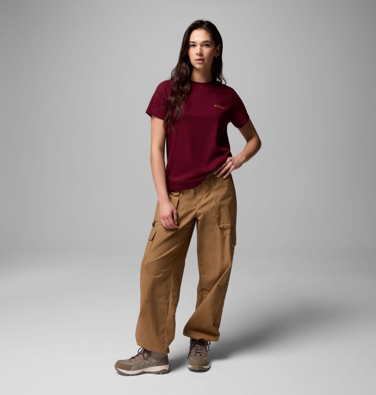 Women's Rolling Bend Graphic T-Shirt, Color: Rich Wine, Framed Diamond, image 2