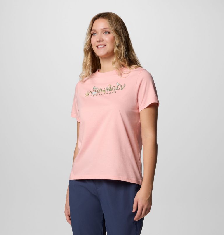 Women's Rolling Bend Graphic Short Sleeve Shirt, Color: Pink Sand, Outback Critters, image 3