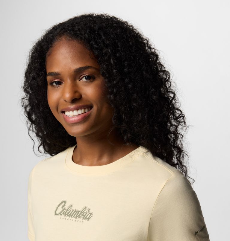 Women's Rolling Bend Graphic Short Sleeve Shirt, Color: Lemon Wash, Scripted Brand, image 4