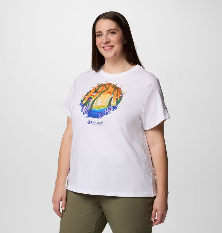 Women's Rolling Bend Graphic Short Sleeve Shirt - Plus Size, Color: White, S25 Pride, image 3
